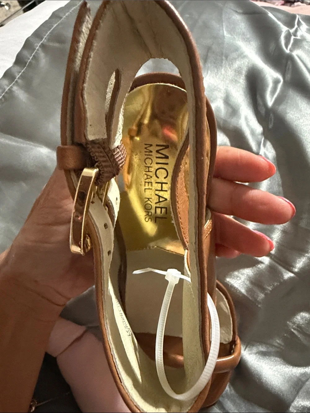 Michael Kors Tan Leather Double-Buckle Stiletto Sandals